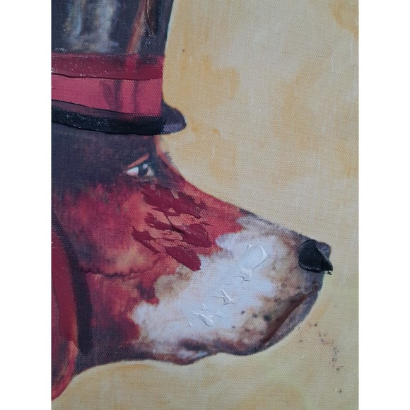 Christine Marcus Stone Embellished Giclee 20x16 Inch Canvas Whimsical Dog Birds - Picture 7 of 7